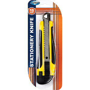 нож канцелярский 18мм усиленный,  с резиновыми вставками, в блистере, 80936 /centrum