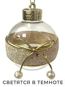 украшение шар с бантиком, светится в темноте, 10см 90913 /феникс-презент