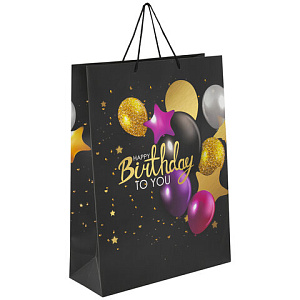 пакет бумажный 33*44,7*12,7 happy birthday, фольга, 608240 /золсказка фото