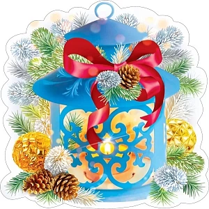 панно новогоднее фонарик новогодний на скотче, картон 15*15см 079.343 /мирпоздр