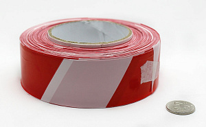 лента сигнальная красно-белая 48мм*200м /чемпион