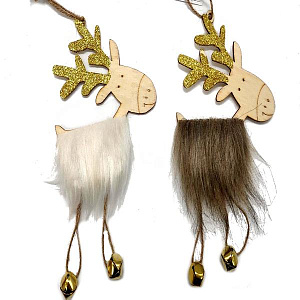 подвеска украшение олень пушистый деревянная 20*13см jh52-2230