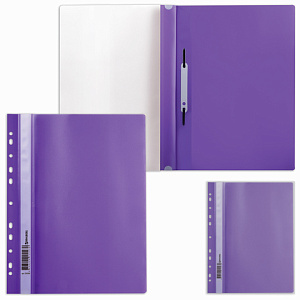 скоросшиватель а4 с перфорацией с прозрачной обложкой, фиолетовый 226584 /br