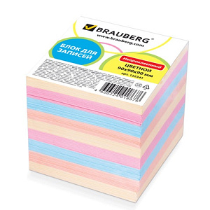 блок бумаги для заметок 90*90*90 цветной 122341 /br