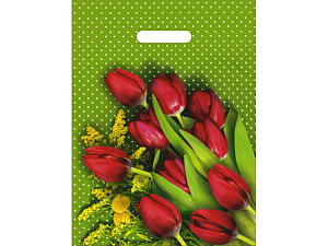 пакет 38*47 комплимент (тюльпаны), прорубной, 60мкм  фото