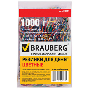 резинки банковские 1кг 1800шт+5% d-60мм,  натуральный каучук, цветные,  440051 /br