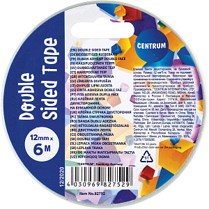 клейкая лента 12мм*6м двухсторонняя, на бумажной основе, 82752 /centrum