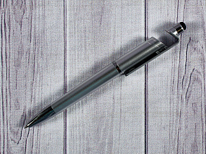 ручка-автомат, стилус, подставка для телефона, серебристый корпус, синяя an3202