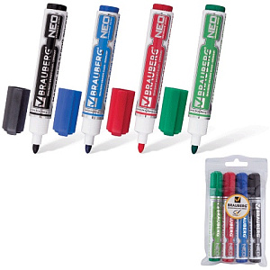 набор 4 маркеров neo для доски круг.5мм (чер,си,крас,зел) 150491 /br 