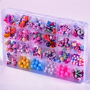 набор бусин для творчества, 24 вида, пл/уп м-10046 /mazari