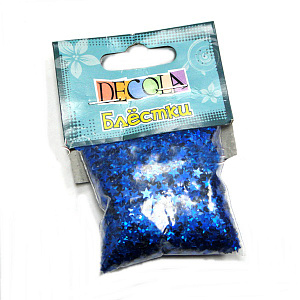 блестки декоративные 4мм 20гр звезды синие радужные w041-224-4 /decola