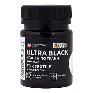 акрил по ткани, ультра черный, 50мл, 4128834 /decola