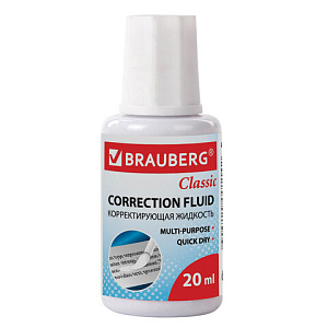 корректор с кисточкой спиртовой 20мл classic  220255 /brauberg