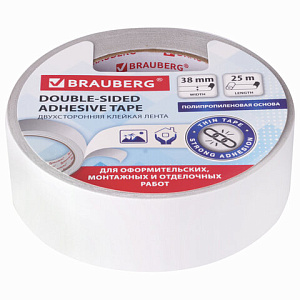 клейкая лента 38мм*25м двухсторонняя  на полипропиленовой основе 90мкм 606426 /br