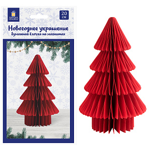 украшение елочка 20см из бумаги, бордовый цвет, 592601 /золотая сказка