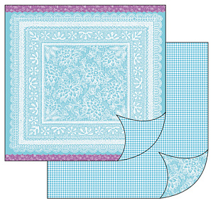 бумага для скрапбукинга двухсторонняяя  312*303мм  кружева на голубом 170г/м2, sbb-157 /stamperia 