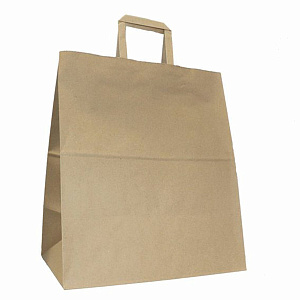 пакет бумажный 32*20*37, плоские ручки, крафт, 90г/м2 609765 фото