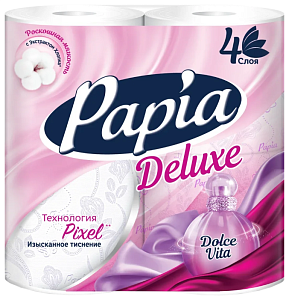 бумага туалетная 4-сл. белая 4рул.*16,8м delux dolce vita,  5062184 /papia