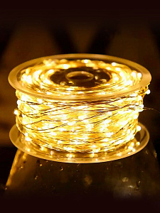эл.гирл. 500л светодиоды нить 50м теплый белый, 8 режимов ip44 93627 /magic time